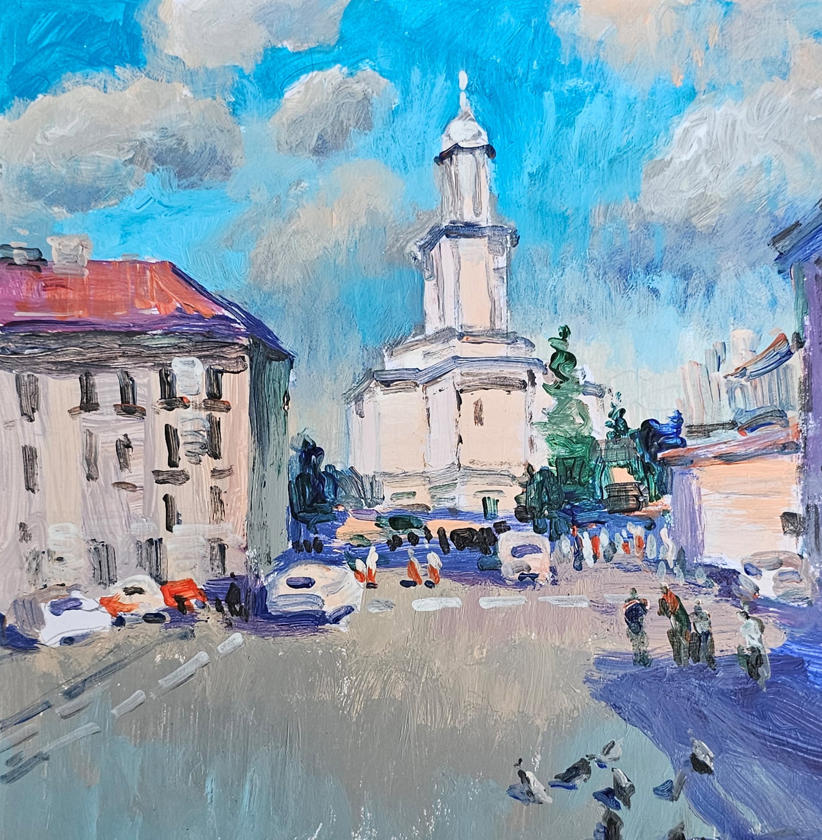 Acrylic painting Ivano-Frankivsk town hall Vyacheslav Petrovich Babac - 3