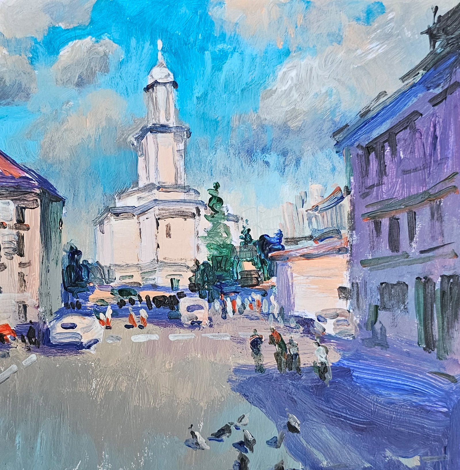 Acrylic painting Ivano-Frankivsk town hall Vyacheslav Petrovich Babac - 4