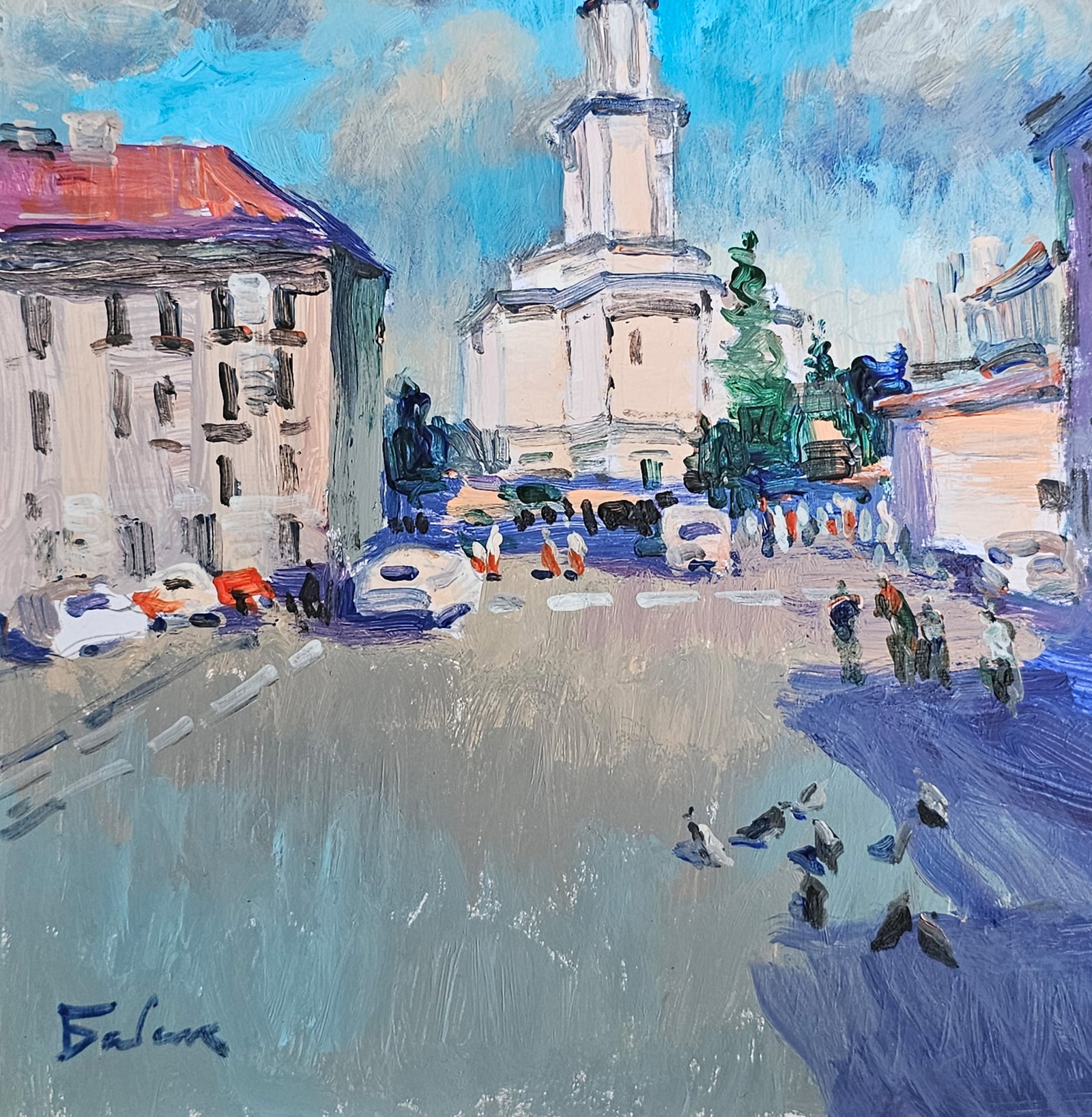 Acrylic painting Ivano-Frankivsk town hall Vyacheslav Petrovich Babac - 5