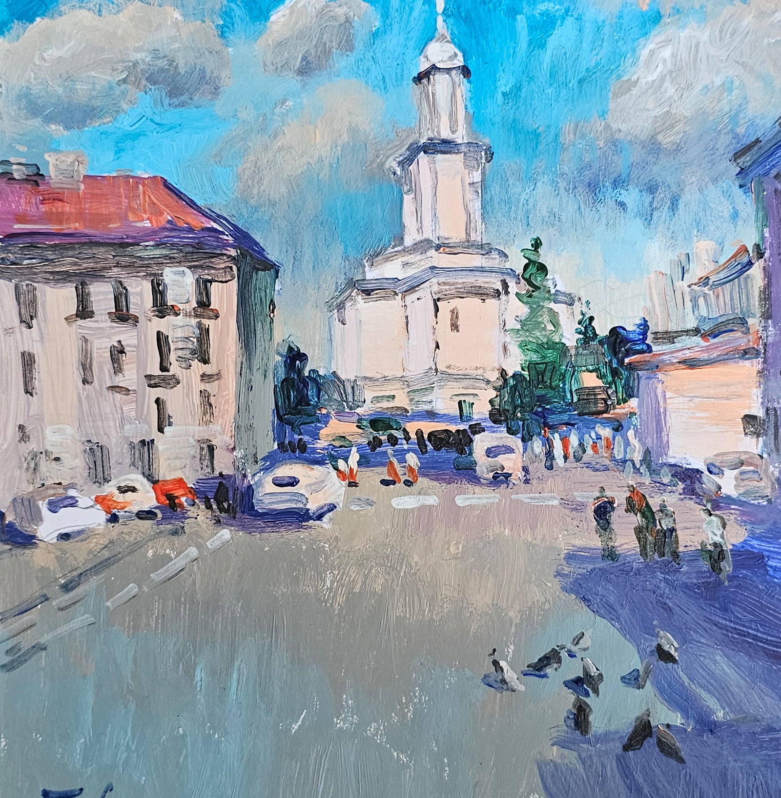 Acrylic painting Ivano-Frankivsk town hall Vyacheslav Petrovich Babac - 8