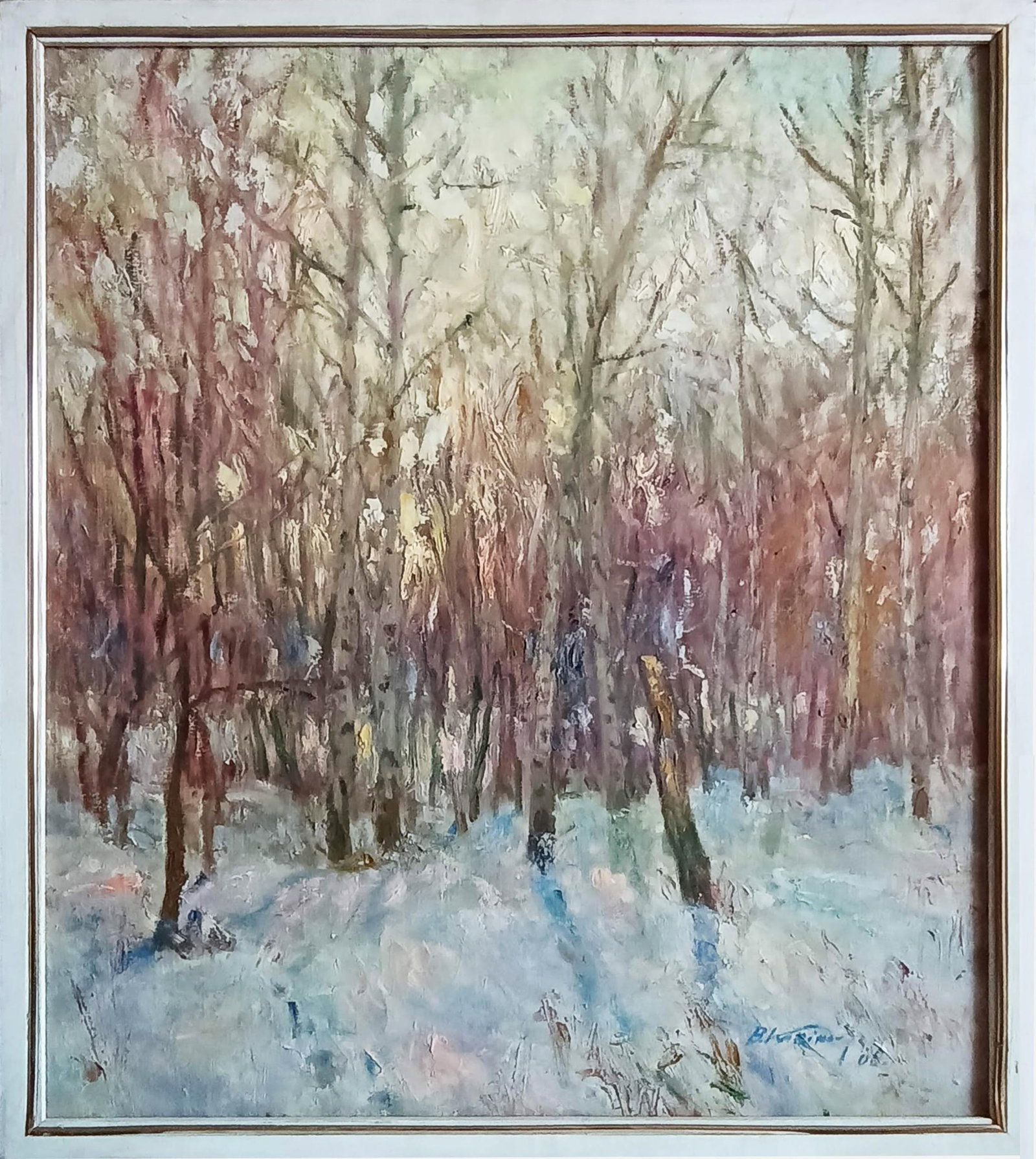 Oil painting Winter by honored painter Ukrainian Vasyl K.: 15Kv Painter: Vasyl K. S?ze: 72x61 cm/ 28.34x24.01 inches Components: oil, canvas Original painting CONDITION: exellent ERA: 2006 ARTIST: Vasyl Honored Artist of Ukraine, he worked in the field of eas