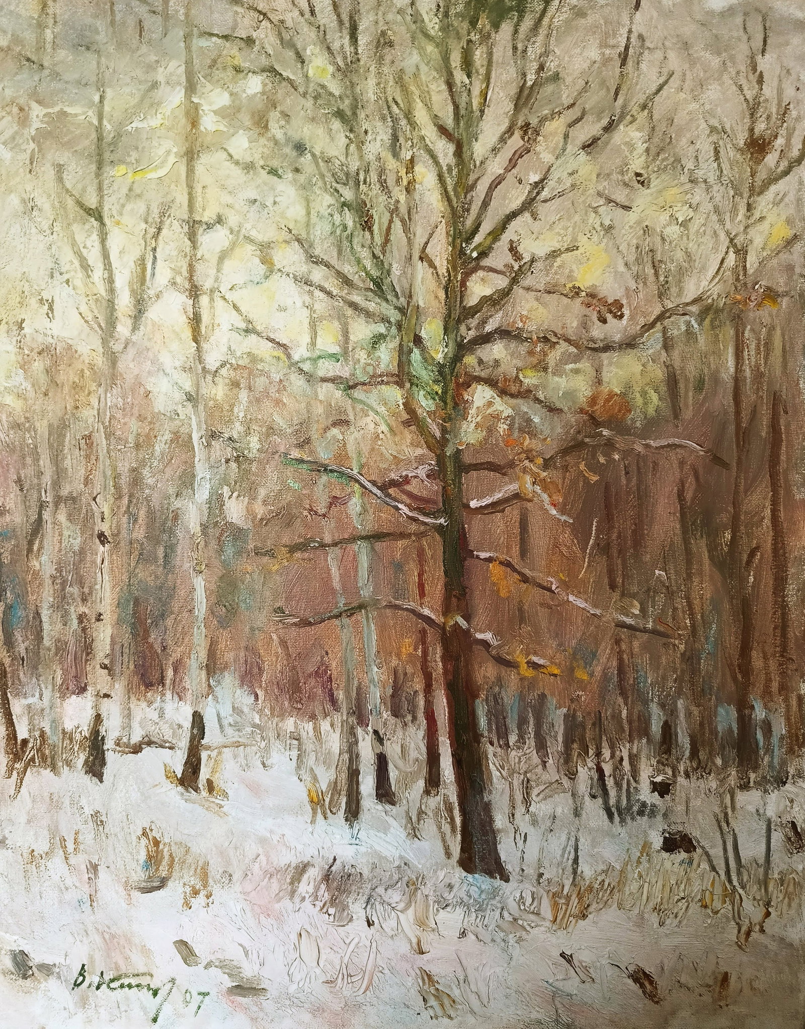 Oil painting Evening by honored painter Ukrainian Vasyl K.: 23Kv Painter: Vasyl K. S?ze: 61x53 cm/ 24.01x20.86 inches Components: oil, canvas Original painting CONDITION: exellent ERA: 2007 ARTIST: Vasyl Honored Artist of Ukraine, he worked in the field of