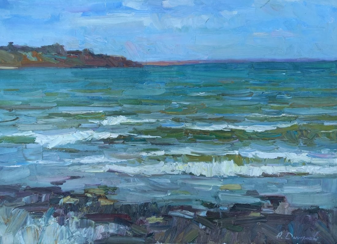 Oil painting Azov waves Alex Ditriev: 150AD Painter: Alex Ditriev S?ze: 55x75 cm/ 21.7x29.5 inches Components: oil, canvas Original painting from our collection ERA: Short information: Alex was born on May 10, 1977 in the city of