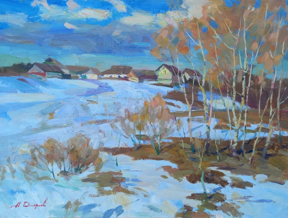 Oil painting Spring is coming soon Alex Ditriev: 161AD Painter: Alex Ditriev S?ze: 76x56 cm/ 29.9x22.0 inches Components: oil, canvas Original painting from our collection ERA: Short information: Alex was born on May 10, 1977 in the city of Nikolaev