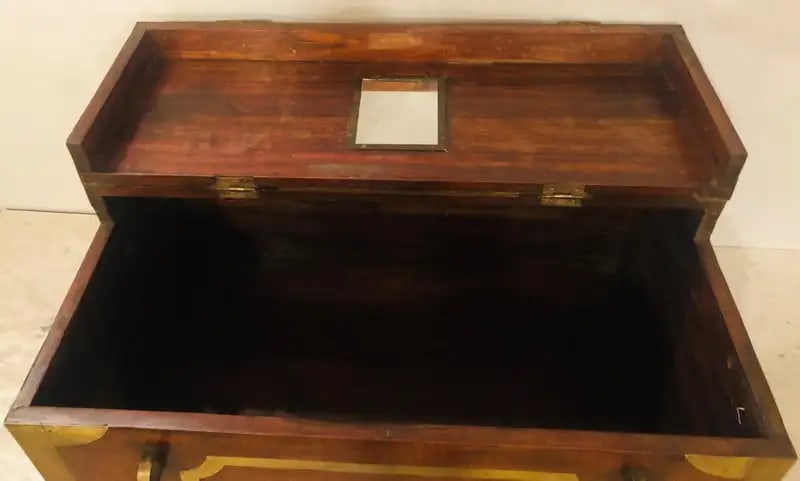 19th Century Campaign Vanity Dressing or Jewelry Box with Boule Inlay - 11