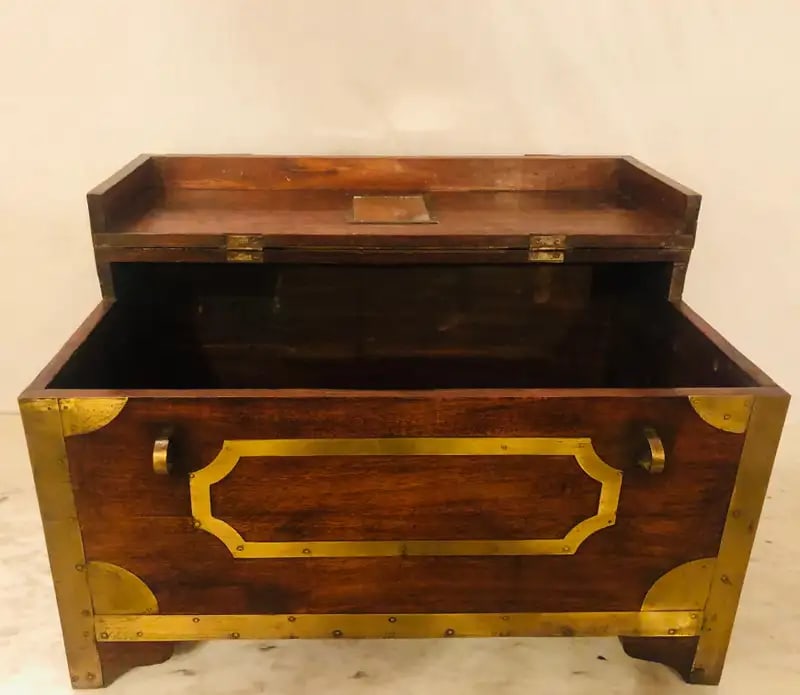 19th Century Campaign Vanity Dressing or Jewelry Box with Boule Inlay - 12