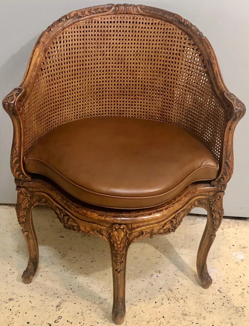 Two 18th Century French Caned Bergere de Bureau, a Compatible Pair - 3