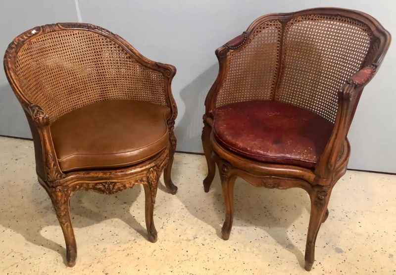 Two 18th Century French Caned Bergere de Bureau, a Compatible Pair - 5