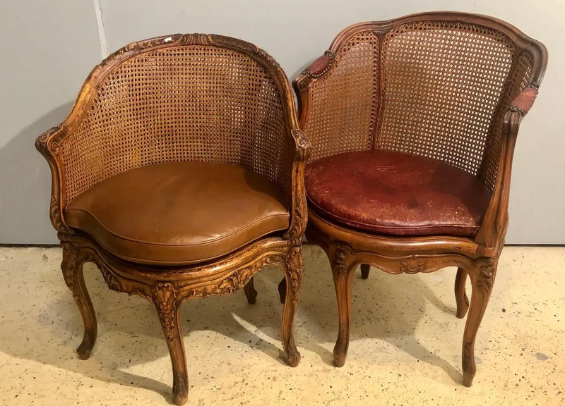 Two 18th Century French Caned Bergere de Bureau, a Compatible Pair - 7