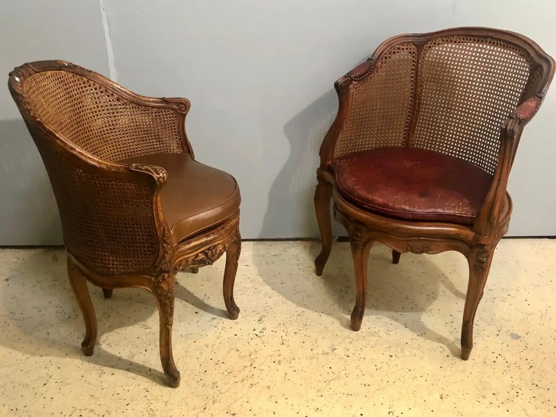 Two 18th Century French Caned Bergere de Bureau, a Compatible Pair - 9