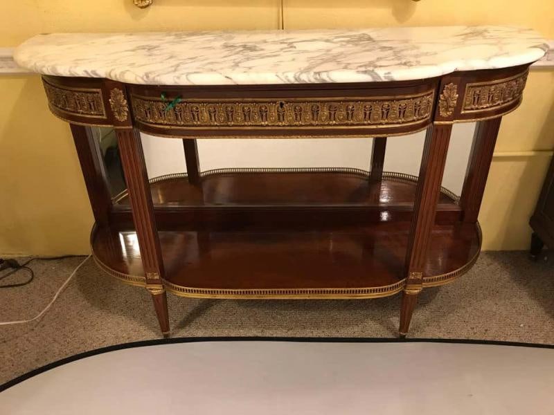 Pair of Jansen Style Marble-Top Bronze Mounted Consoles - 5