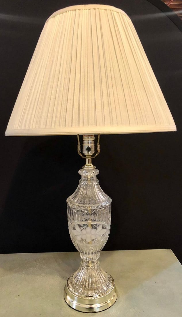 Pair of Cut Glass Lamps Having an Urn Form - 5