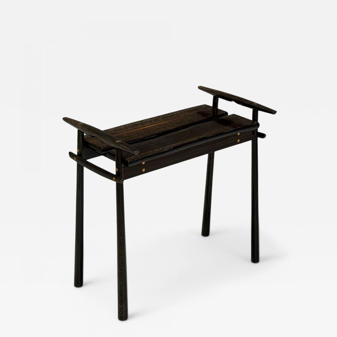 David Ebner, American Studio Craft, Ebony Wood, Rare Torii Side Table, USA, 1984 (1 of 12)