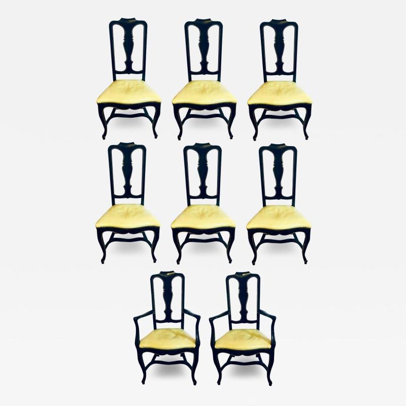 Set of Eight Queen Anne Style Ebonized and Gilt Decorated Dining Chairs (1 of 12)