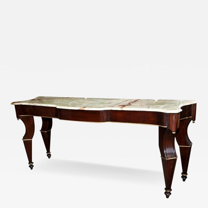 French Mahogany And Parcel Gilt Onyx Marble Top Console Table by Maison Jansen (1 of 13)