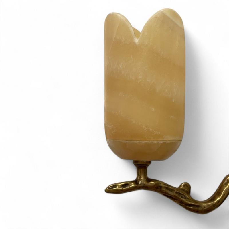 Contemporary, Modern Wall Sconces, Branch Motif, Bronze, Alabaster, 21st C. - 7