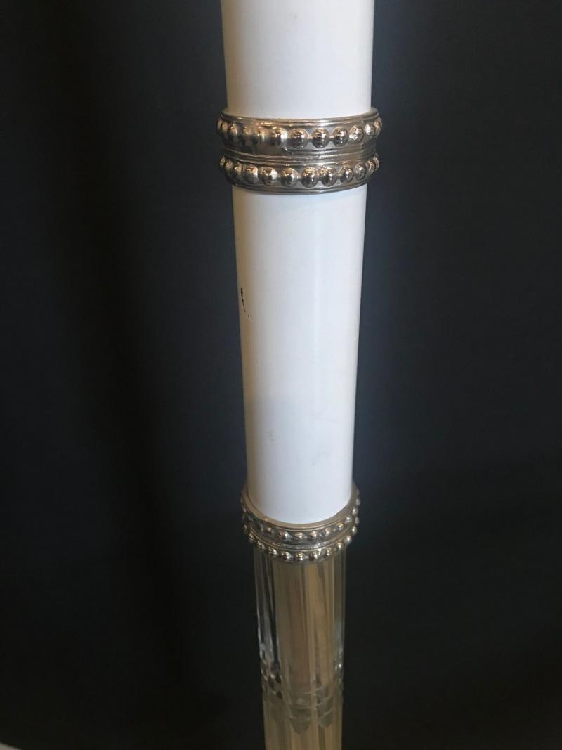 Hollywood Regency Style White Marble Glass and Silver Plate Floor Standing Lamp - 6