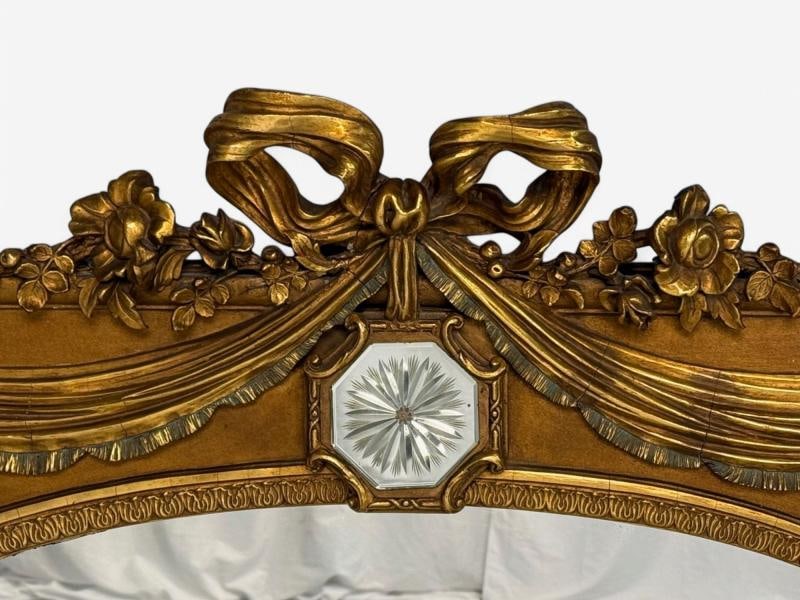 Adam Style, Giltwood, Drapery Motif, Over the Mantle Wall Mirror, Italy, 1920s - 5