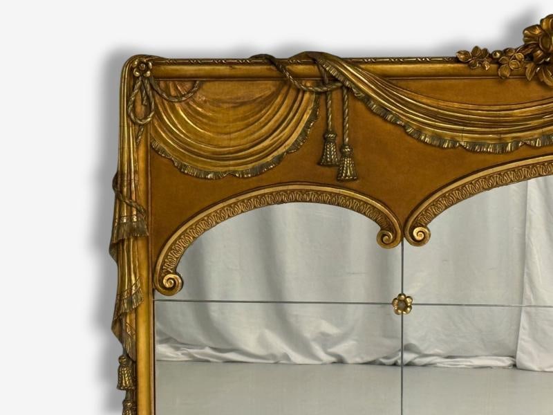 Adam Style, Giltwood, Drapery Motif, Over the Mantle Wall Mirror, Italy, 1920s - 8