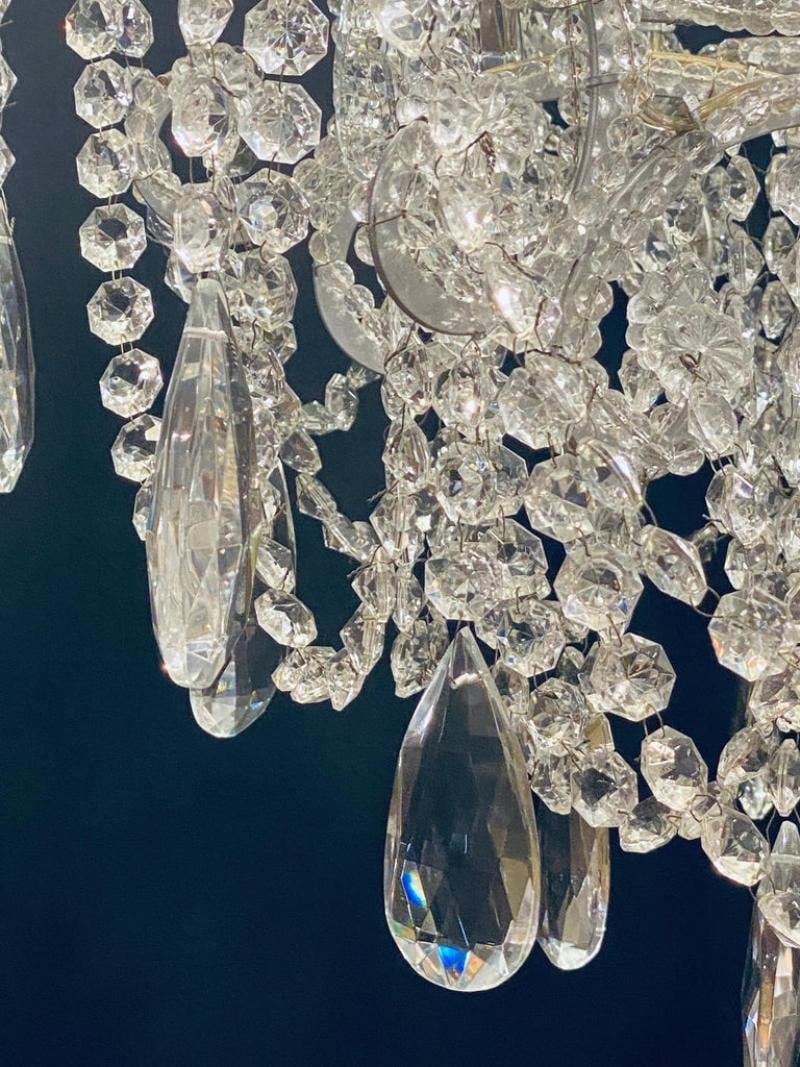 Silver Leaf Iron Chandelier with fine Crystal Bead and Pendant Decoration - 10