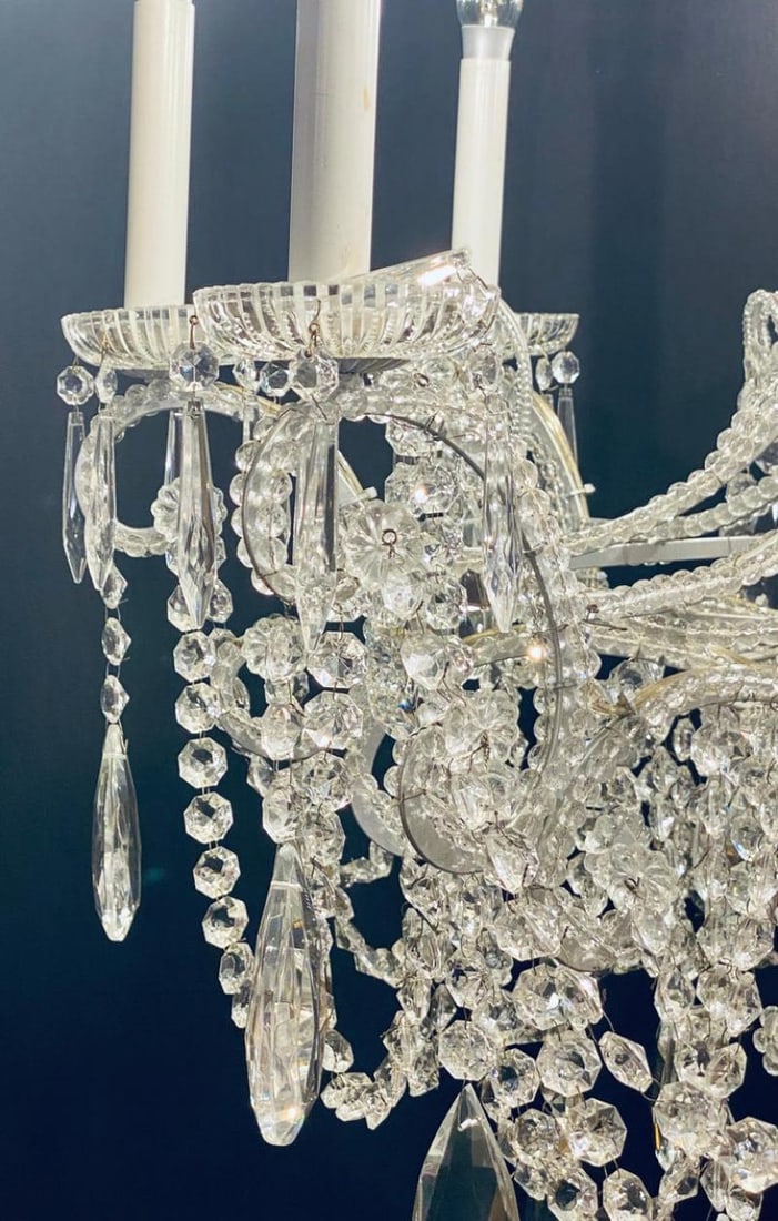Silver Leaf Iron Chandelier with fine Crystal Bead and Pendant Decoration - 11