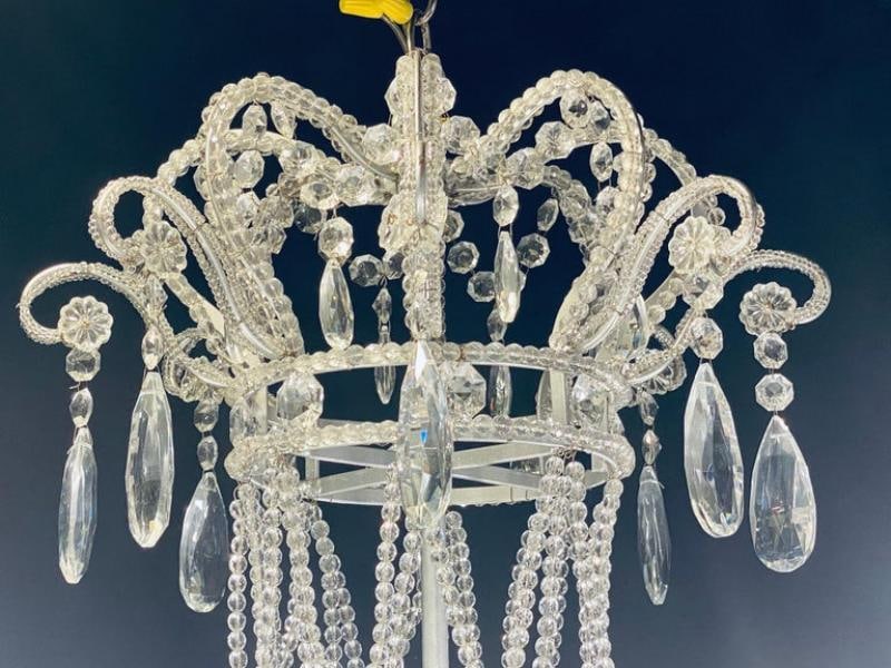 Silver Leaf Iron Chandelier with fine Crystal Bead and Pendant Decoration - 2