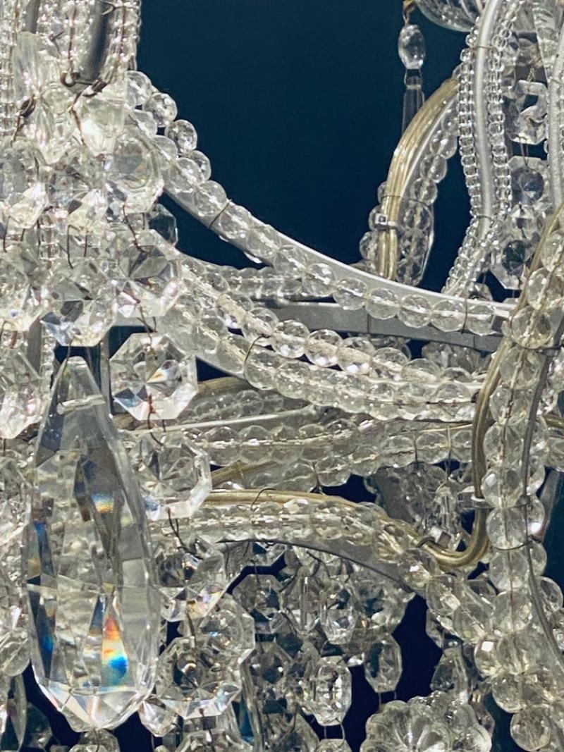 Silver Leaf Iron Chandelier with fine Crystal Bead and Pendant Decoration - 4