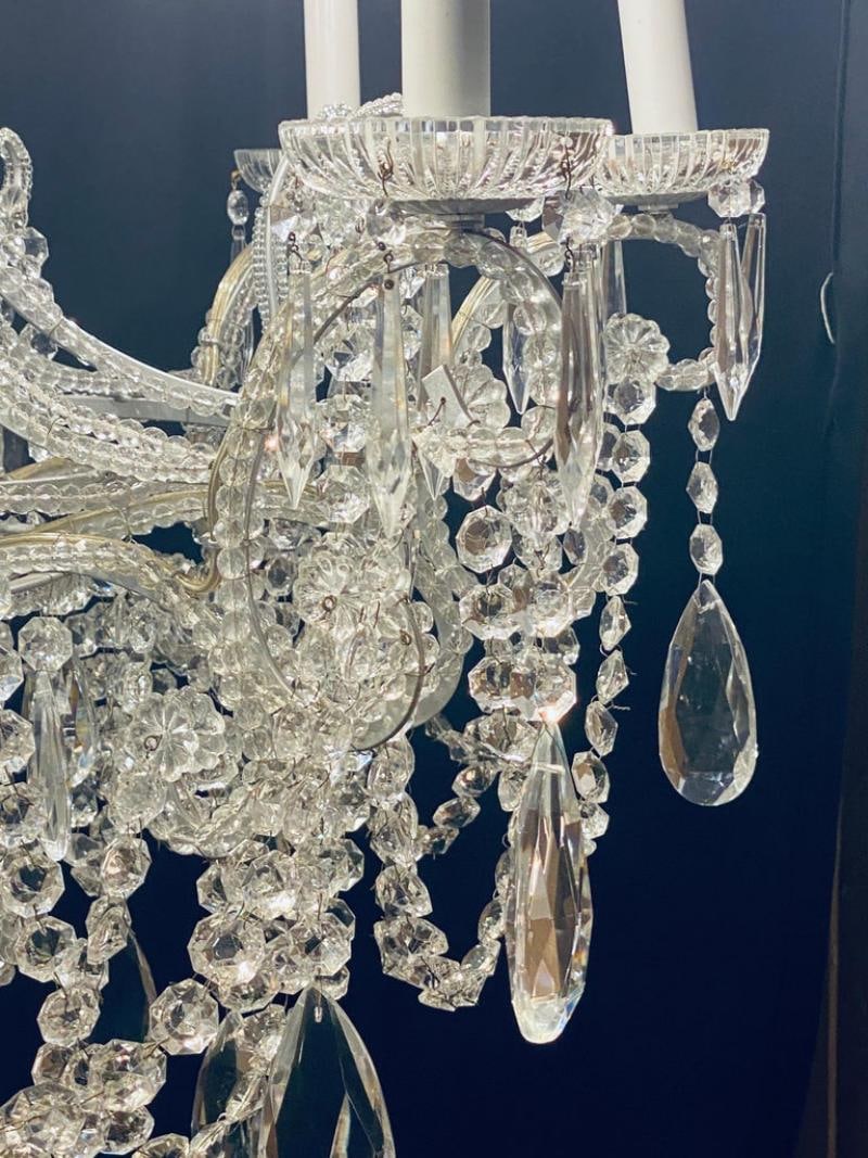 Silver Leaf Iron Chandelier with fine Crystal Bead and Pendant Decoration - 8