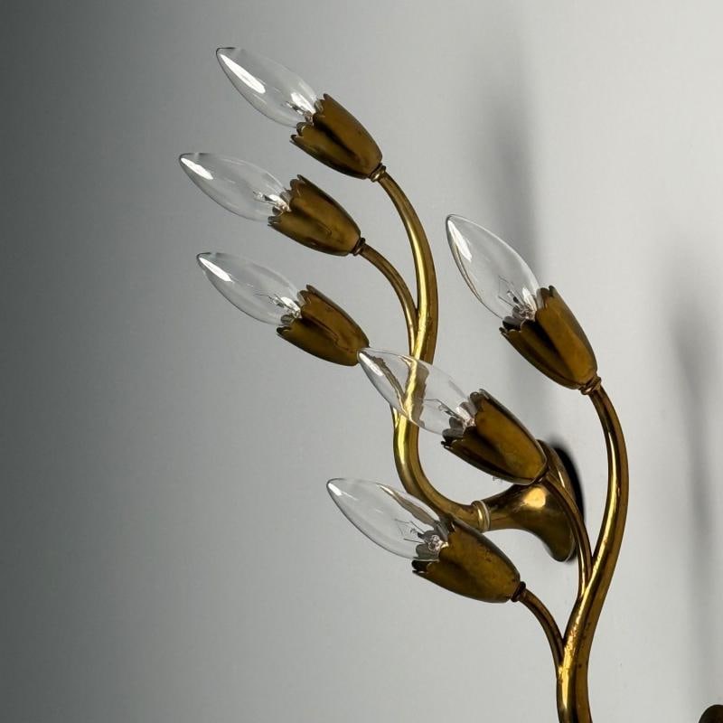 Gio Ponti Attr., Italian Mid-Century Modern, Wall Sconces, Brass, Flower Shape - 6