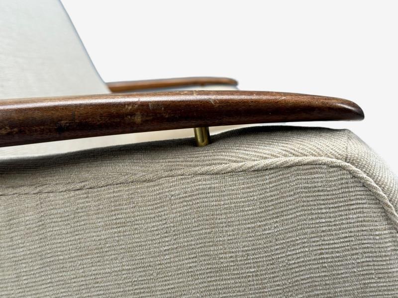 Finn Juhl Style, Danish Modern, Wood, Beige Fabric, Sofa, Denmark, 1950s - 7