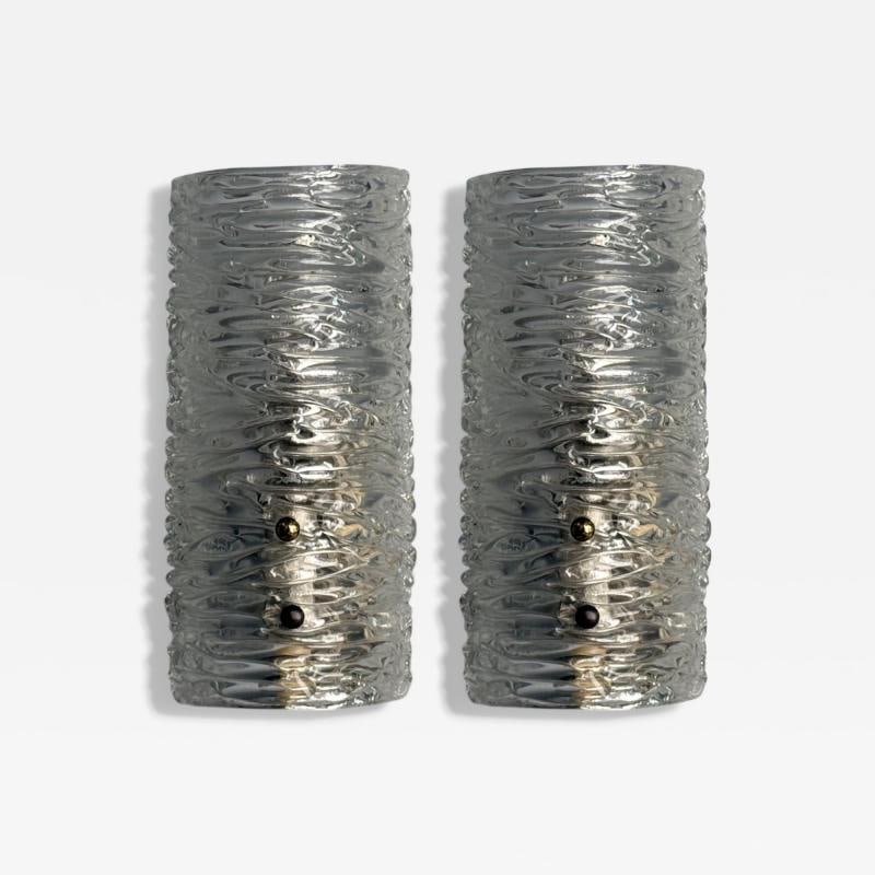 Carl Fagerlund, Textured Glass, Brass, Wall Lights, Sweden, 1960s (1 of 8)
