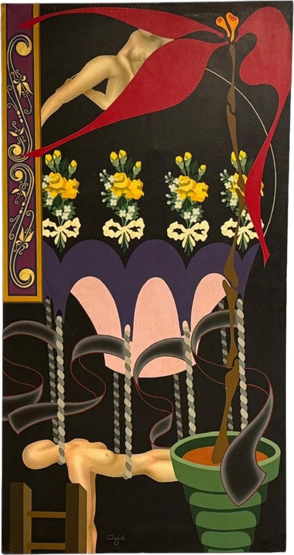 Abstract Expressionism, Contemporary, Large Black Painting, Motif, 20th C.: Title: Abstract Expressionism, Contemporary, Large Black Painting, Nude Motif, 20th C. Description: Description 1: Abstract Expressionism, Contemporary Realist, Large Black Painting, Nude Motif Large