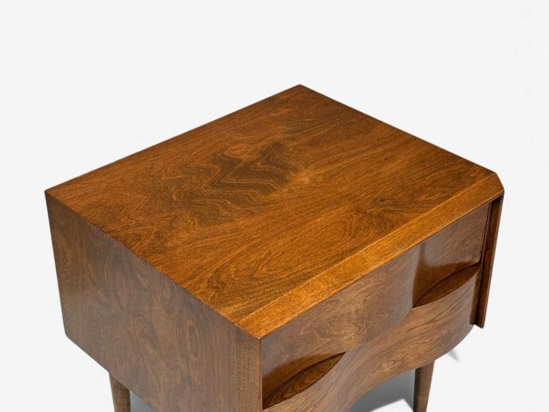 Edmond J Spence, Swedish Modern, Maple, Rare Wave Nightstands, 1950s - 12