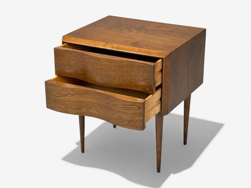 Edmond J Spence, Swedish Modern, Maple, Rare Wave Nightstands, 1950s - 13