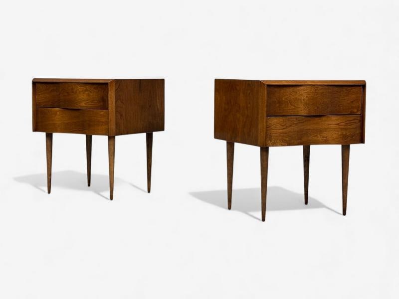 Edmond J Spence, Swedish Modern, Maple, Rare Wave Nightstands, 1950s - 7