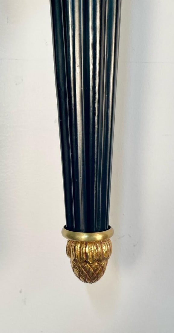 Pair Louis XVI Style French Sconces / Wall Lights, Ebony, Bronze, Maison Bagues - 12