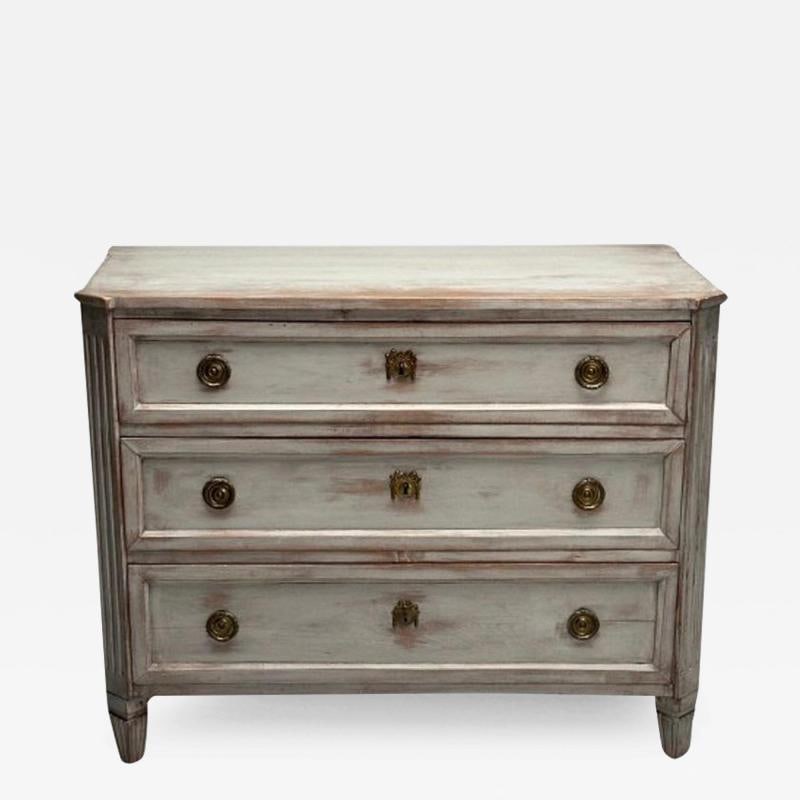Gustavian, Swedish Commode, Gray Paint Distressed, Brass, Sweden, 1800s (1 of 12)