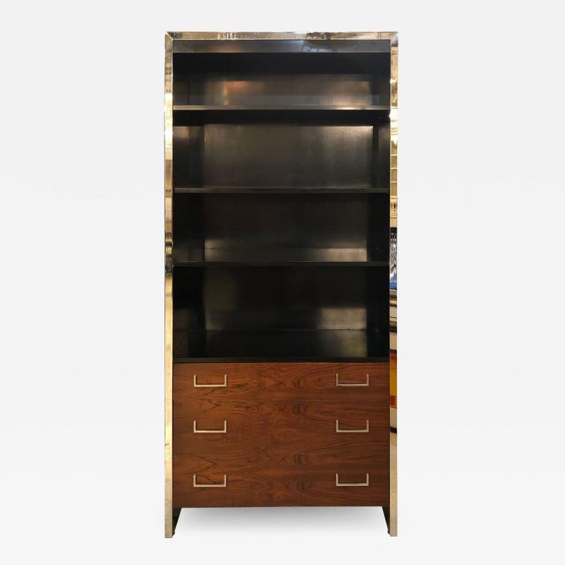 West John Stuart for Baughman Mid-Century Modern Bookcase Ebony and Rosewood: Title: West John Stuart for Baughman Mid-Century Modern Bookcase Ebony and Rosewood Description: Description 1: A West John Stuart for Milo Baughman Mid-Century Modern bookcase over commode having an 
