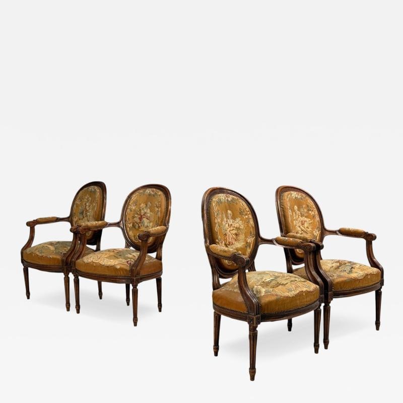 Louis XVI Style, Four Armchairs, Tapestry, Walnut, France, 20th c. (1 of 13)