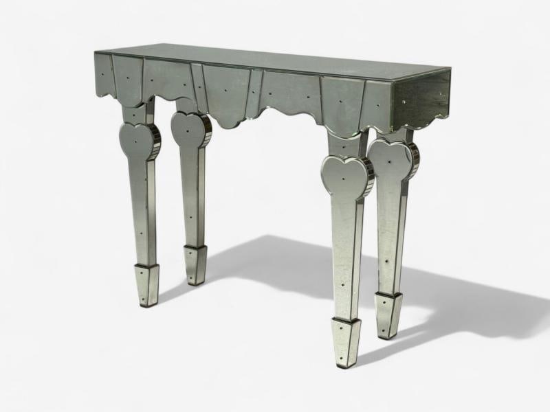 French Art Deco Style, Antique Glass, Painted Wood, Mirrored Console Tables - 6