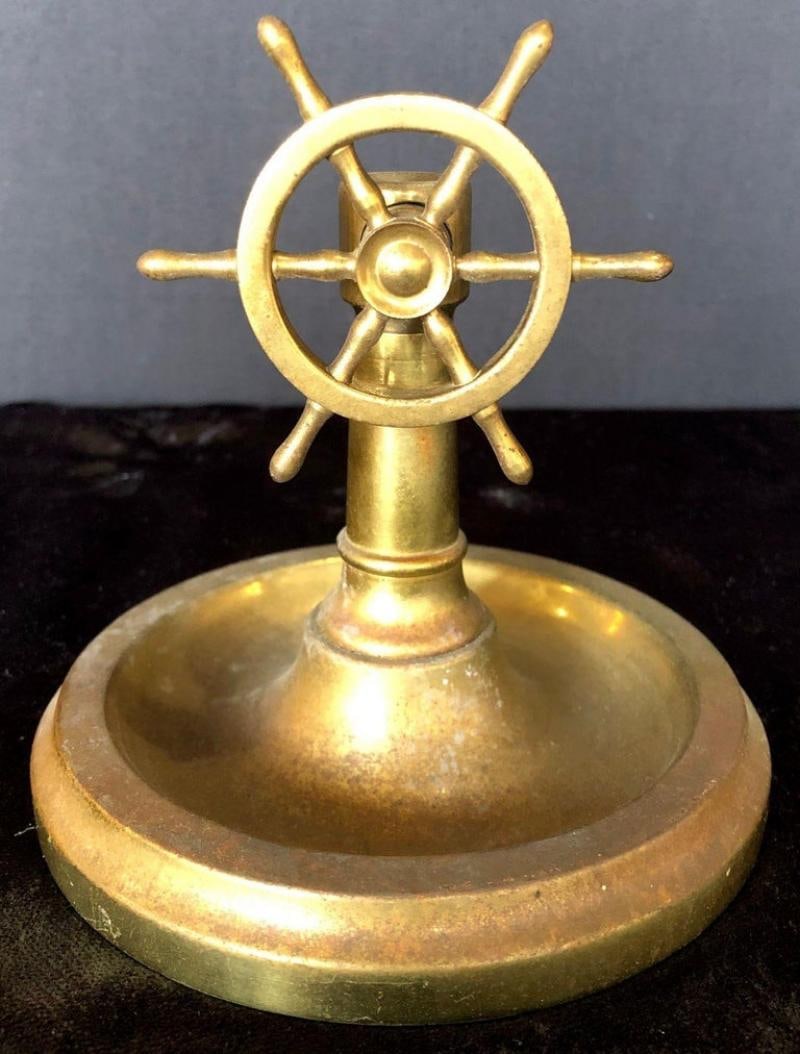 Antique Brass Wheel Cigar Cutter Tobacco Accessory - 11