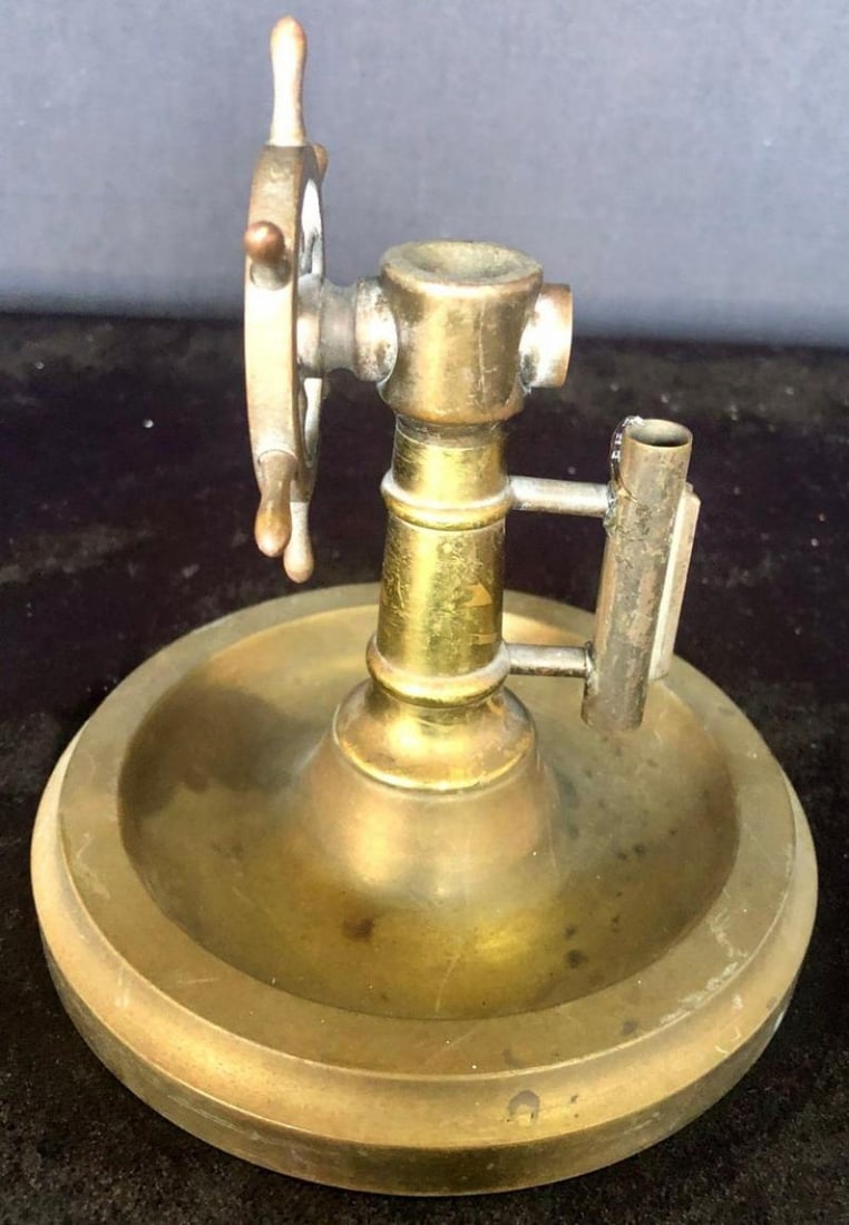 Antique Brass Wheel Cigar Cutter Tobacco Accessory - 5