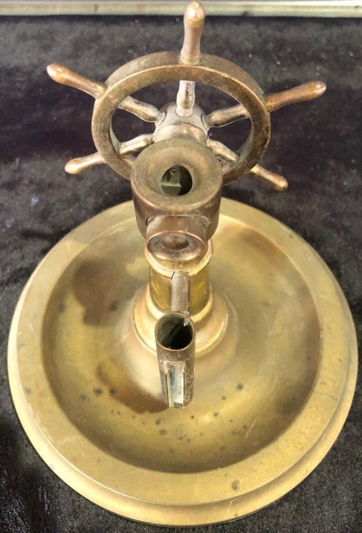 Antique Brass Wheel Cigar Cutter Tobacco Accessory - 6