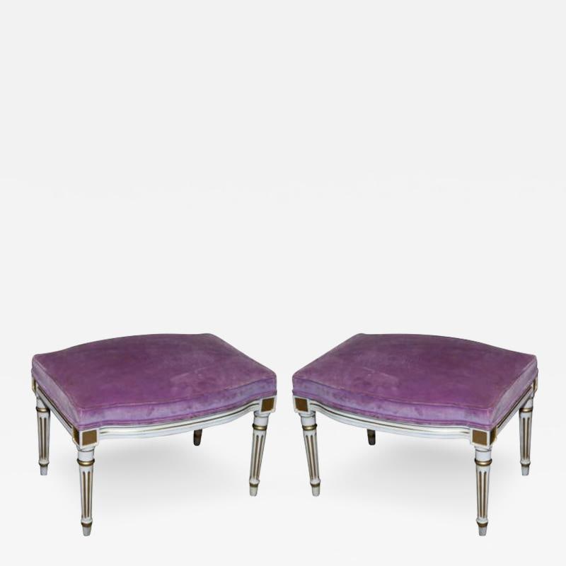 Pair of French Louis XVI Style Painted Foot Stools - 2