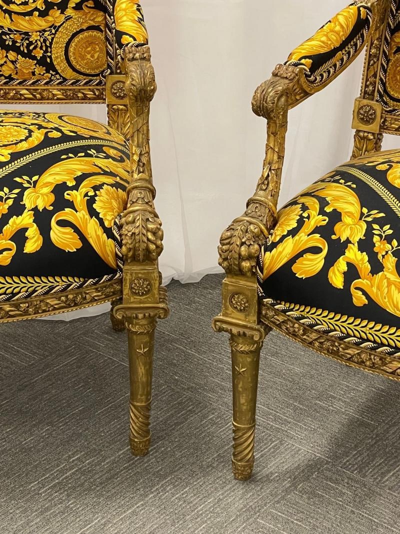 Pair of 19th-20th Century Louis XVI Style Carved Armchairs - 13
