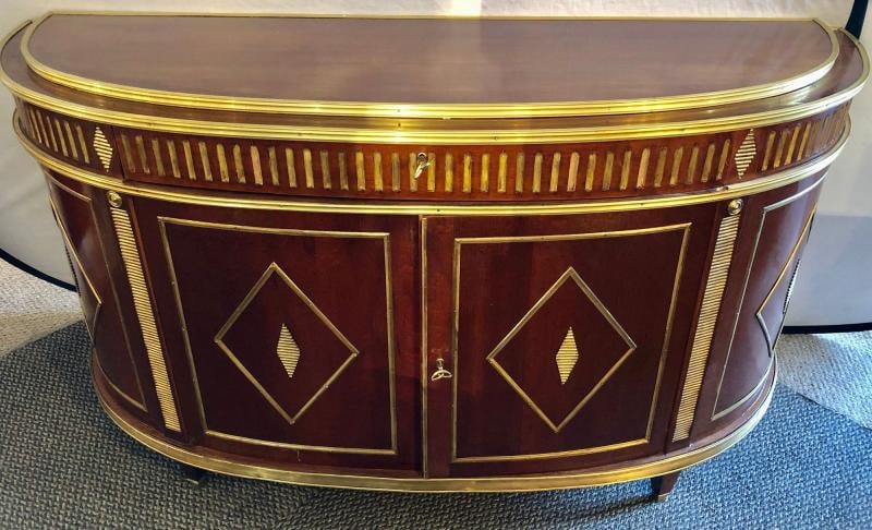 Palatial Russian Neoclassical Style Demilune Console Cabinet - 2