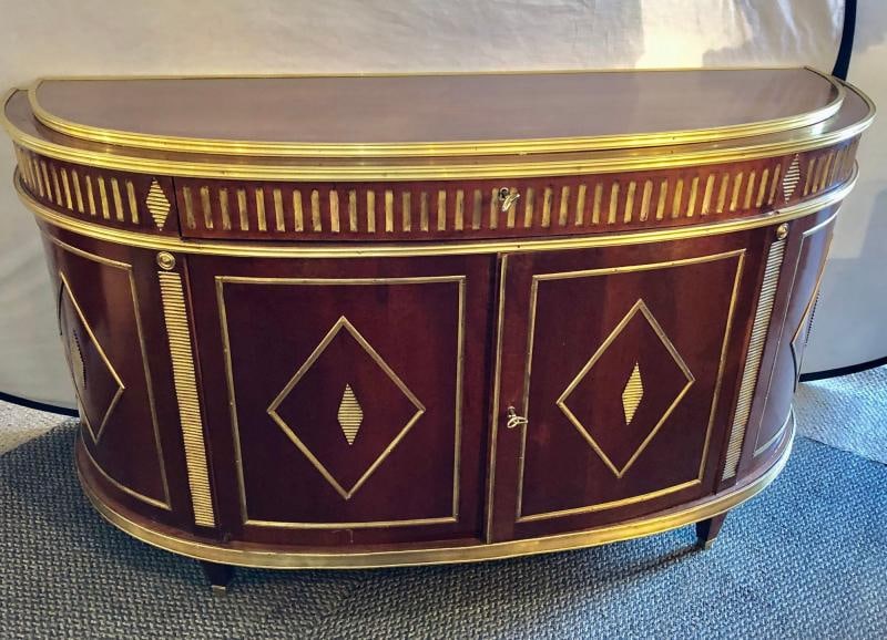 Palatial Russian Neoclassical Style Demilune Console Cabinet - 3