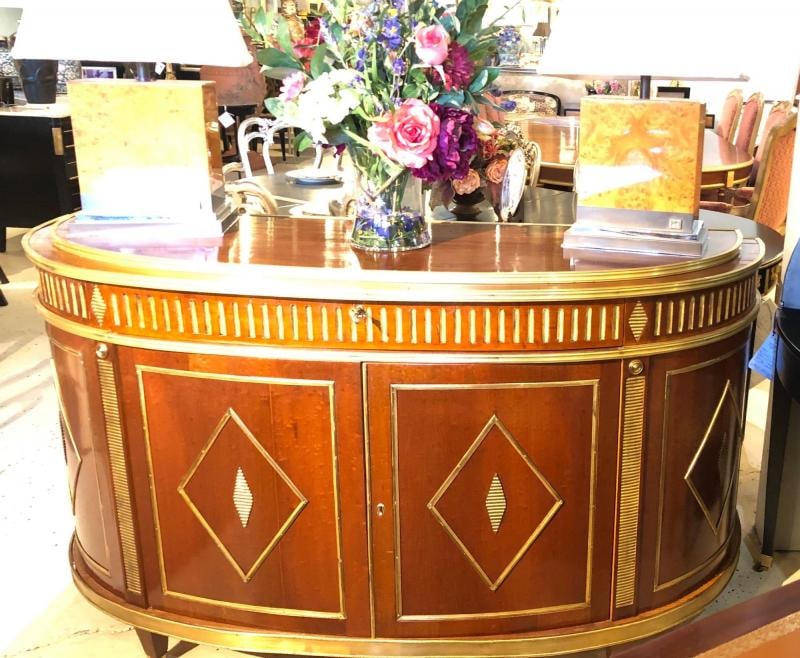 Palatial Russian Neoclassical Style Demilune Console Cabinet - 5