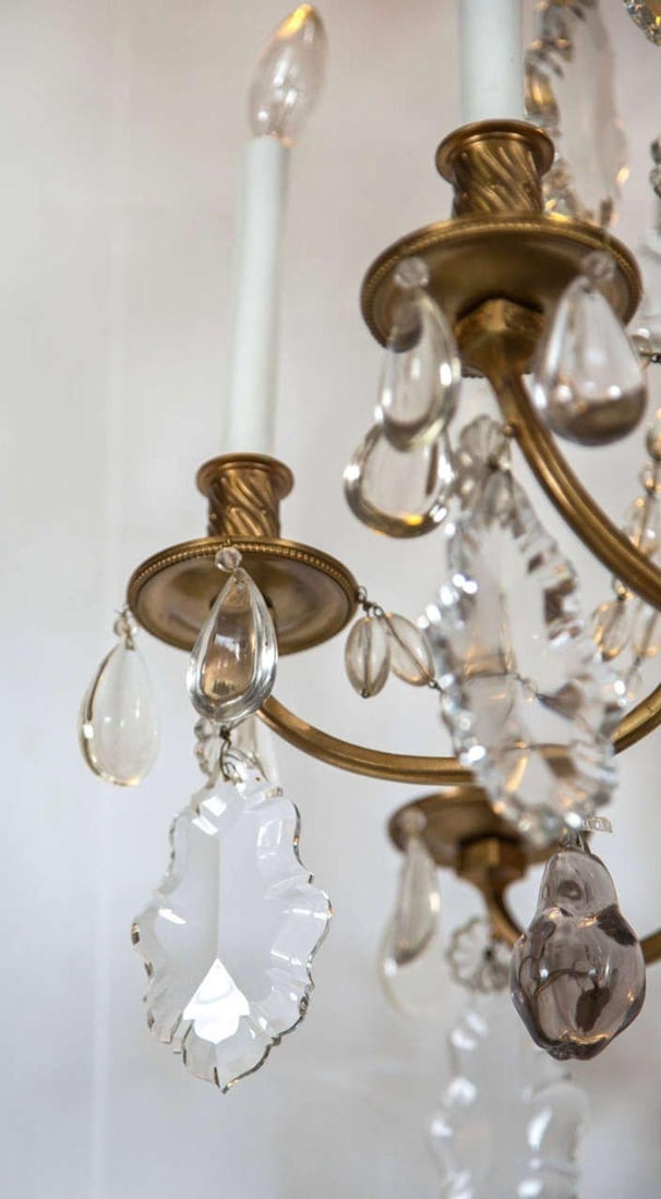 A Finely Cast Bronze and Crystal Eight Arm Chandelier - 3