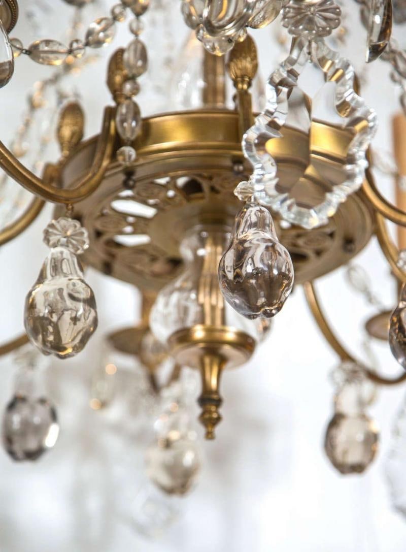 A Finely Cast Bronze and Crystal Eight Arm Chandelier - 4